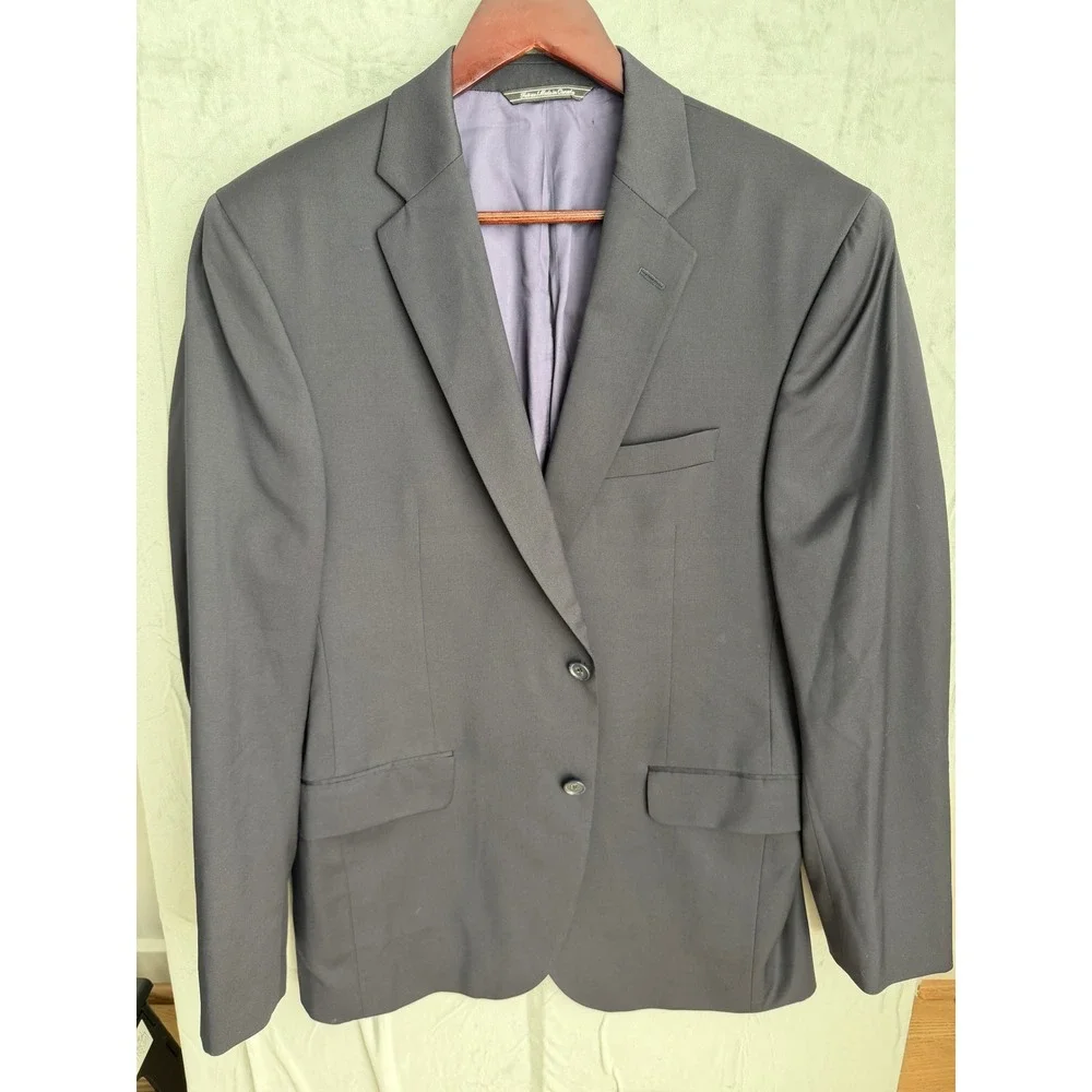 Barneys Loro Piana 120's Wool Blazer Minimalist Mens 40R Black Made in Canada